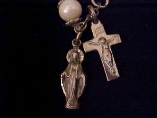 11 Pearl Sterling Silver Jesus & Cross Charm BRACELET  
