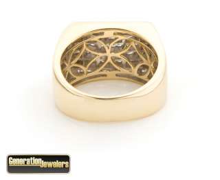 Magnificent Mens 14K Diamond Pave Pinky Ring yellow gold 1.5 carat 