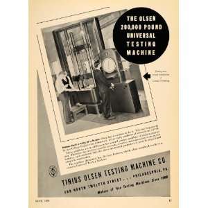  1939 Ad Tinus Olsen Testing Machine Cornell University 