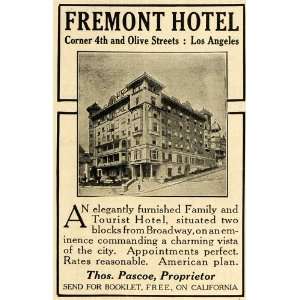 1908 Ad Fremont Hotel Thomas Pascoe Oregon Tourism   Original Print Ad