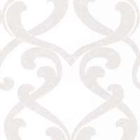 Baroque Style Damask Wallpaper, White, Metallics & Pearl Coloured 