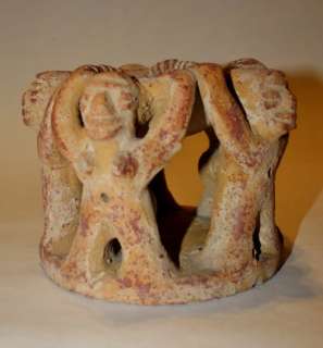 Circle of Friends Candleholder Mexican Candle Holder Primitive Clay 