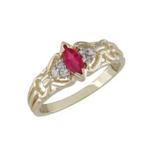  Curtiqua   size 11.50 14K Gold Ruby & Diamond Ring 