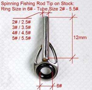Fishing Rod Tips Eye   Ring Size in 6#   Tube Size 2#   5.5#.  