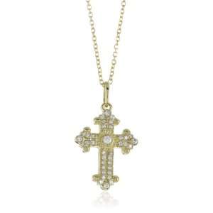   Faithfully Yours Diamond 14k Yellow Gold Small Byzantine Cross, 16