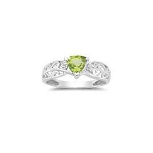  0.01 Cts Diamond & 0.50 Cts Peridot Filigree Ring in 14K 