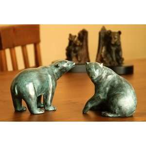  Verdi Green Rustic Country Bronze Bear Sculpture Set