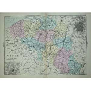   Bacon World Atlas 1891 Map Belgium Luxemburg Antwerp