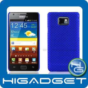 Blue Mesh Back Cover Hard Plastic Case for Samsung Galaxy SII/S2/S II 