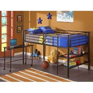  Walker Edison Twin Loft Bed with Storage and Desk