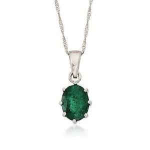  1.20 Carat Emerald Pendant Necklace In 14kt White Gold 