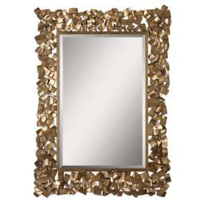   Capulin Mirror Welded Metal Strips Finished In An Antiqued Gold Leaf