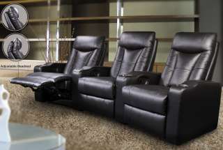 New Pavillion Contemporary Leather Motion Theater Seating For Three