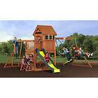 outdoor wood play set playset backyard swing wooden deck for