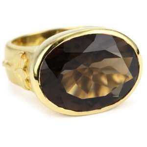 Satya Jewelry Looking Glass Smokey 24k Yellow Gold Vermeil Ring 