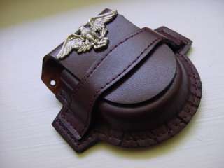 Brown Gen. Leather Pocket Watch Case / Holder Belt Loop  