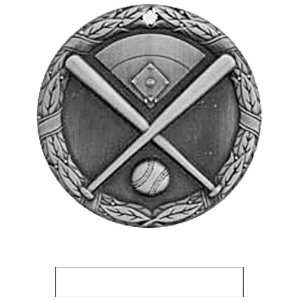   Custom Baseball Medals SILVER MEDAL/WHITE RIBBON 2