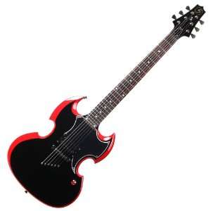   METAL BLACK / RED BATTLE AXE ELECTRIC GUITAR Musical Instruments
