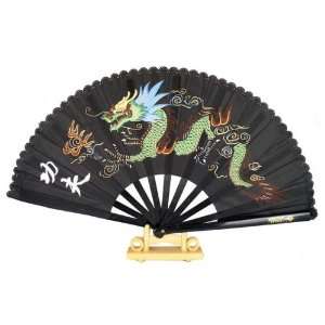  13 Dragon Design Kong Fu Fan (Black) 