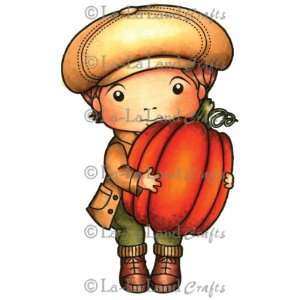   La La Land Cling Mount Rubber Stamp Luka With Pumpkin