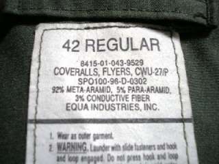 Flight Suit 42R Military Coveralls Overalls Mens Fly117  