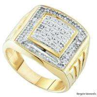 Diamond Yellow Ring .11 cts Ice Bling Silver HipHop man  