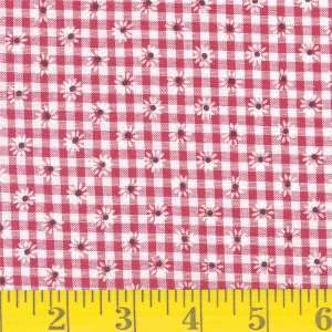  45 Wide Daisy Print Gingham Red Fabric By The Yard Arts 