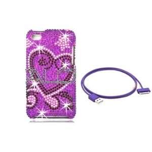 Full Diamond Blings Purple Heart Design for iPod Touch 4th 