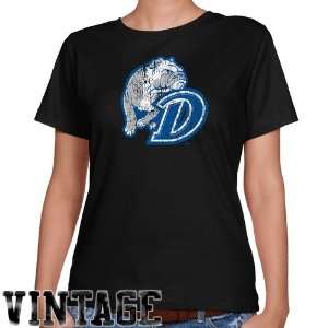 NCAA Drake Bulldogs Ladies Black Distressed Logo Vintage Classic Fit T 