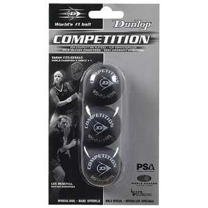 Dunlop Competition Single Yellow Dot Squash Ball   3 Pack  