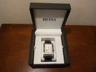 295 Hugo Boss Mens Rectangle Black Leather Band Watch with Date 