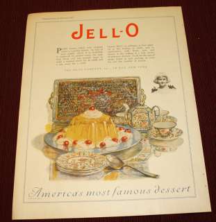 Vintage 1925 Jell O Gelatin Dessert Ad Pictorial Review  