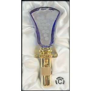  Faberge Grape Leaf Etched Bottle Stopper in Blue Crystal 