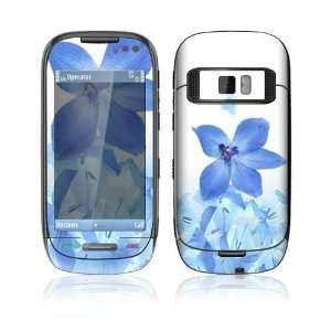  Nokia C7 Skin Decal Sticker   Blue Neon Flower Everything 