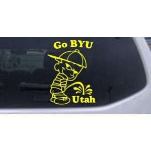 Go BYU Pee On Utah Car Window Wall Laptop Decal Sticker    Yellow 30in 