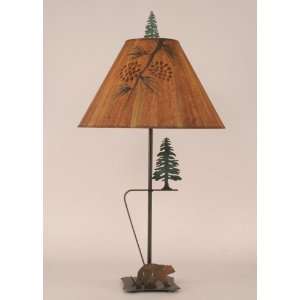  Iron Walking Bear and Pine Tree Table Lamp