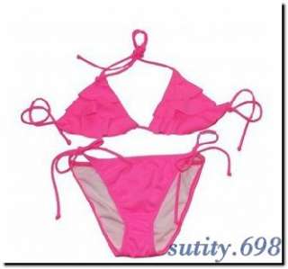New Fashion Halter Ruffle 2PCS Triangle Bikini Set Swimsuit Swimwear 