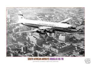 SOUTH AFRICAN AIRWAYS DOUGLAS DC 7B DC7B A3 POSTER  