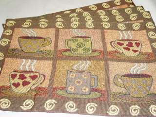 COFFEE CUP CAFE BRISTO TAPESTRY PLACEMAT PLACE MAT SET  