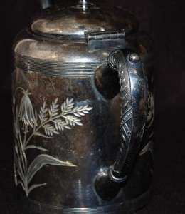 c1889 Victorian Silver Plate Tea Pot Tiger Lily Wedding  