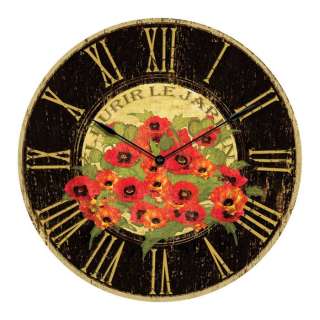 NEW 24 in. Red, Black & Gold Round Kitchen Wall Clock  
