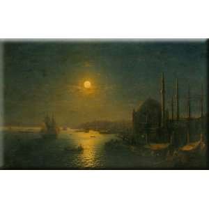  A Moonlit View of the Bosphorus 16x10 Streched Canvas Art 