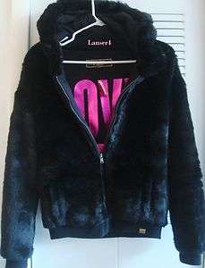   Secret PINK Fashion Show Exclusive 2011 Fur Zip Hoodie/Jacket M BLACK