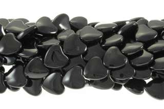 Black Onyx Obsidian 14mm Heart Shaped Beads 16  