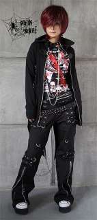 Japan womens mens BLACK COOL punk goth rock ZIPPER pants trousers S M 