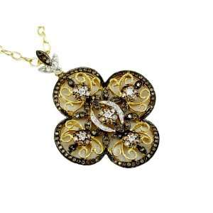 Ladies Dimaond & Brown Diamond Necklace in 14K Yellow Gold (TCW 2.18).