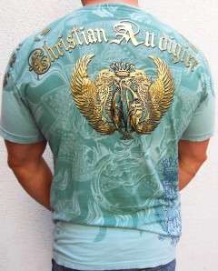   AUDIGIER ED HARDY tattoo GOLDEN LION Chain Dress T Shirt sz L  