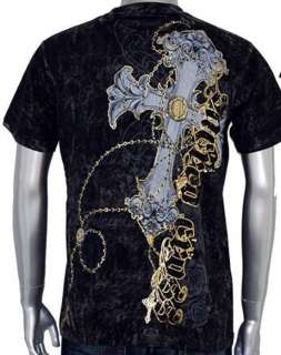 Mens Tattoo Cross T Shirt All Sizes plus a Free Ed Hardy Gift with 