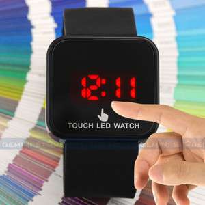 Color Touch Screen Series Classic Black Mirror LED Silicone Men Lady 