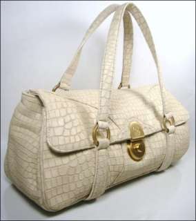 Designer Purses Taryn Rose Ivory Taylor Leather Croc Satchel Handbag $ 